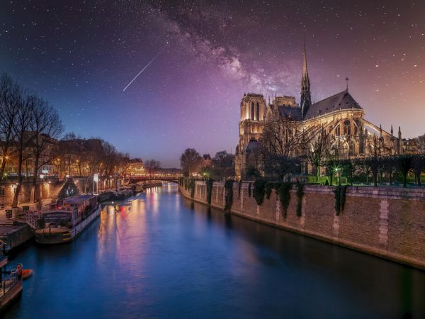 輸入壁紙 カスタム壁紙 PHOTOWALL / Notre-Dame de Paris at Night France (e334024)