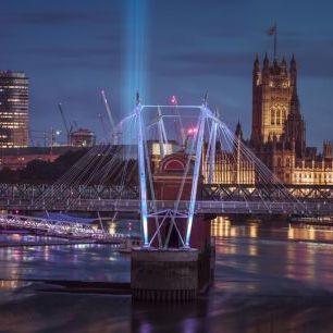輸入壁紙 カスタム壁紙 PHOTOWALL / Night View of the London Eye Golden Jubilee Bridge(e334039)