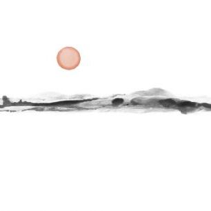 輸入壁紙 カスタム壁紙 PHOTOWALL / Sunset Watercolor in Black and Coral (e333883)