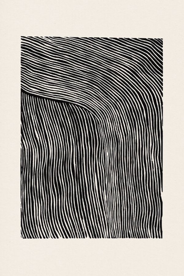 輸入壁紙 カスタム壁紙 PHOTOWALL / Stripes Linocut - Black (e333923)