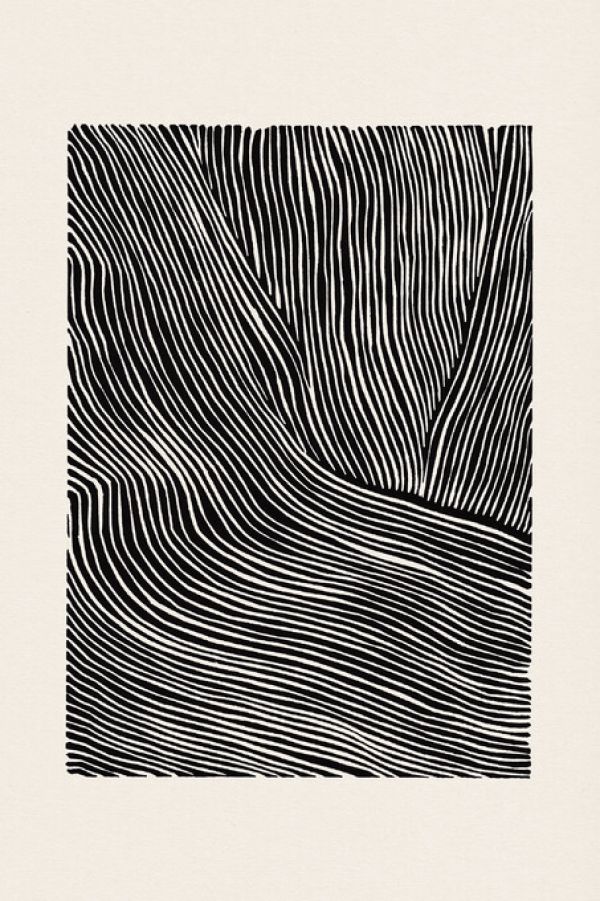 輸入壁紙 カスタム壁紙 PHOTOWALL / Stripes Linocut - Black II (e333924)