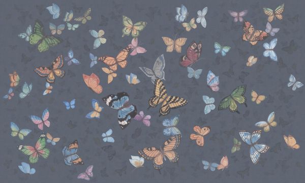 輸入壁紙 カスタム壁紙 PHOTOWALL / Butterfly Wings - Dark Blue (e335213)