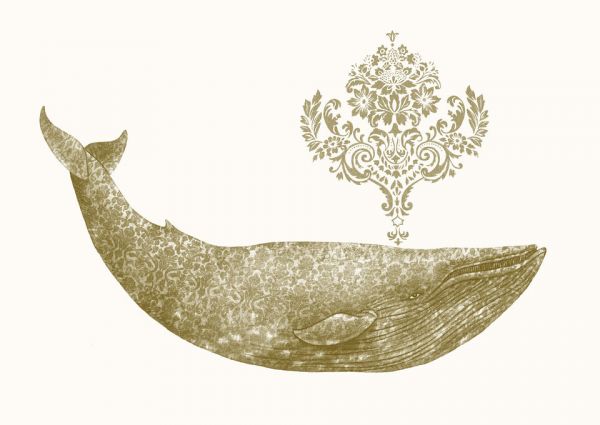輸入壁紙 カスタム壁紙 PHOTOWALL / Damask Whale Gold (e330788)