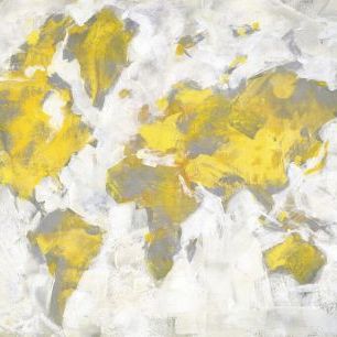 輸入壁紙 カスタム壁紙 PHOTOWALL / World Map Yellow Gray (e331803)