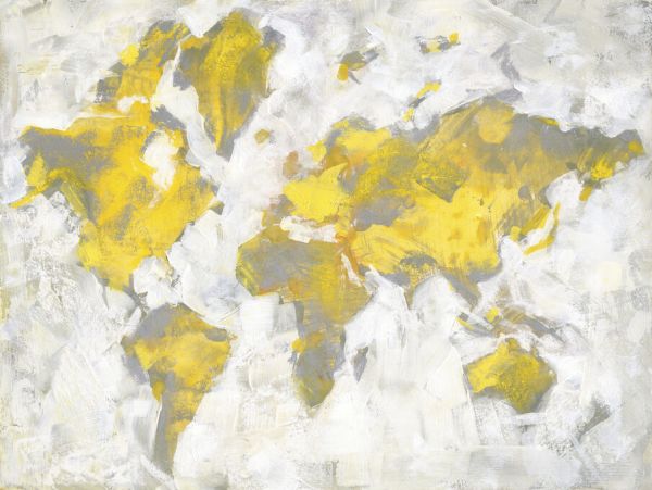 輸入壁紙 カスタム壁紙 PHOTOWALL / World Map Yellow Gray (e331803)