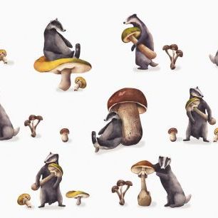 輸入壁紙 カスタム壁紙 PHOTOWALL / Mushroom Loving Badgers (e335756)