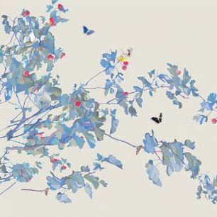 輸入壁紙 カスタム壁紙 PHOTOWALL / Butterfly Twig on Olive Green (e336914)