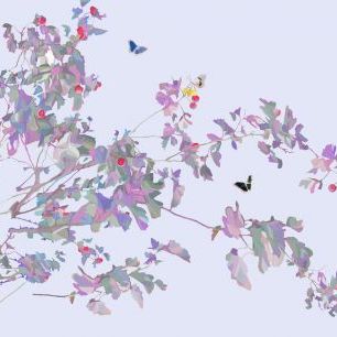 輸入壁紙 カスタム壁紙 PHOTOWALL / Butterfly Twig on Paceful Blue (e336915)
