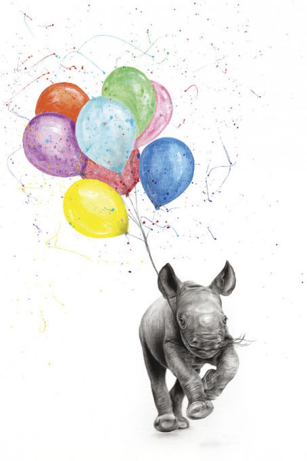 輸入壁紙 カスタム壁紙 PHOTOWALL / Rhino and the Balloons (e83876)