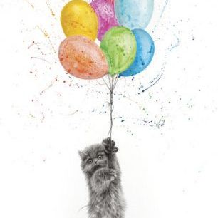 輸入壁紙 カスタム壁紙 PHOTOWALL / Naughty Kitten and the Balloons (e83878)
