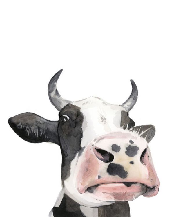 輸入壁紙 カスタム壁紙 PHOTOWALL / Watercolor Cow Portrait (e336239)