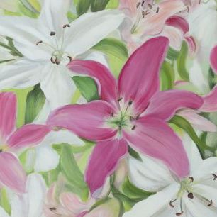 輸入壁紙 カスタム壁紙 PHOTOWALL / Pink and White Lilies (e336386)
