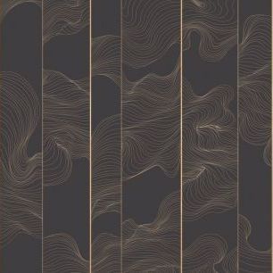 輸入壁紙 カスタム壁紙 PHOTOWALL / Illuminated Lines Curved - Graphite Gilded (e84145)