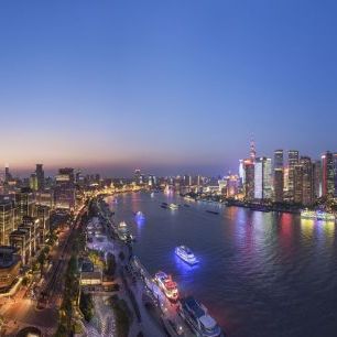 輸入壁紙 カスタム壁紙 PHOTOWALL / Blue Hour in Shanghai (e334432)