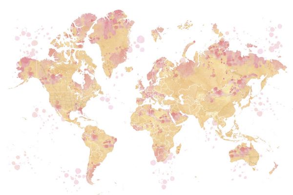 輸入壁紙 カスタム壁紙 PHOTOWALL / Amanda World Map with Cities (e84201)