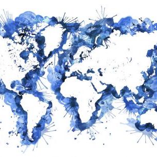 輸入壁紙 カスタム壁紙 PHOTOWALL / Blue Strokes World Map (e84212)