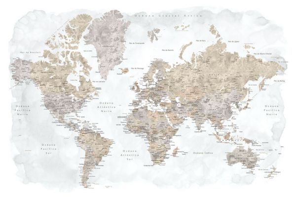 輸入壁紙 カスタム壁紙 PHOTOWALL / Calista World Map in Spanish (e84225)