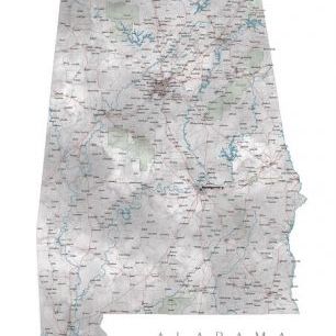 輸入壁紙 カスタム壁紙 PHOTOWALL / Detailed Alabama State Map (e84227)