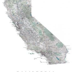 輸入壁紙 カスタム壁紙 PHOTOWALL / Detailed California State Map (e84231)