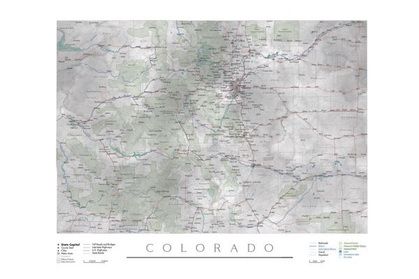 輸入壁紙 カスタム壁紙 PHOTOWALL / Detailed Colorado State Map (e84232)