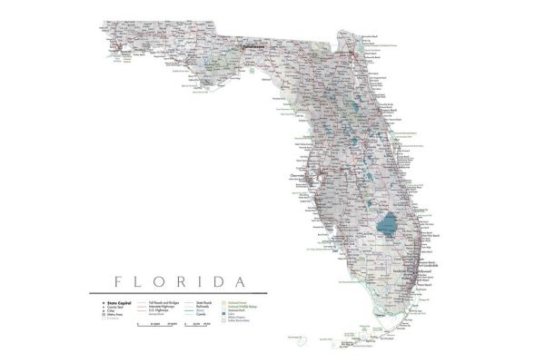 輸入壁紙 カスタム壁紙 PHOTOWALL / Detailed Florida State Map (e84235)