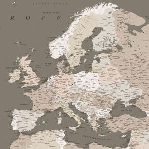 輸入壁紙 カスタム壁紙 PHOTOWALL / Earth Tones Detailed Map of Europe (e84236)