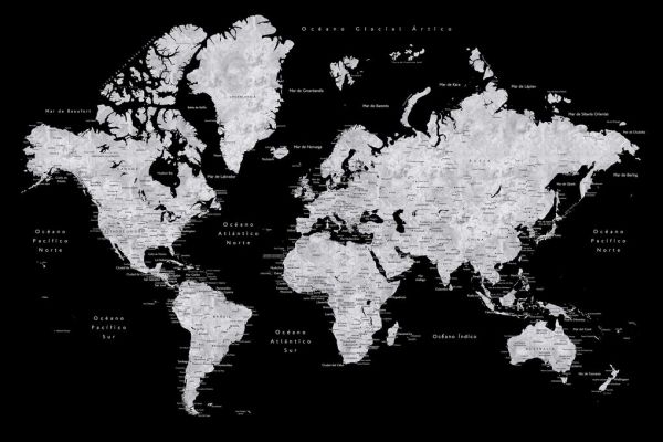輸入壁紙 カスタム壁紙 PHOTOWALL / Eban World Map in Spanish (e84237)