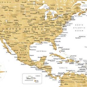 輸入壁紙 カスタム壁紙 PHOTOWALL / Golden Map of USA and Mexico (e84255)