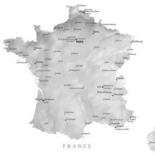 輸入壁紙 カスタム壁紙 PHOTOWALL / Gray Map of France (e84257)