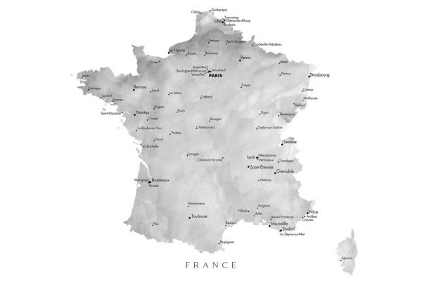 輸入壁紙 カスタム壁紙 PHOTOWALL / Gray Map of France (e84257)