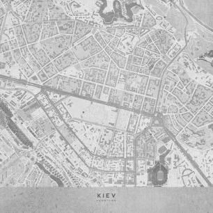 輸入壁紙 カスタム壁紙 PHOTOWALL / Gray Map of Kiev Downtown (e84258)