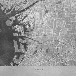 輸入壁紙 カスタム壁紙 PHOTOWALL / Gray Map of Osaka (e84261)