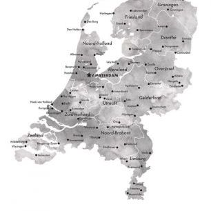 輸入壁紙 カスタム壁紙 PHOTOWALL / Gray Map of the Netherlands (e84262)