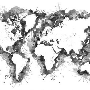 輸入壁紙 カスタム壁紙 PHOTOWALL / Gray Strokes World Map (e84267)
