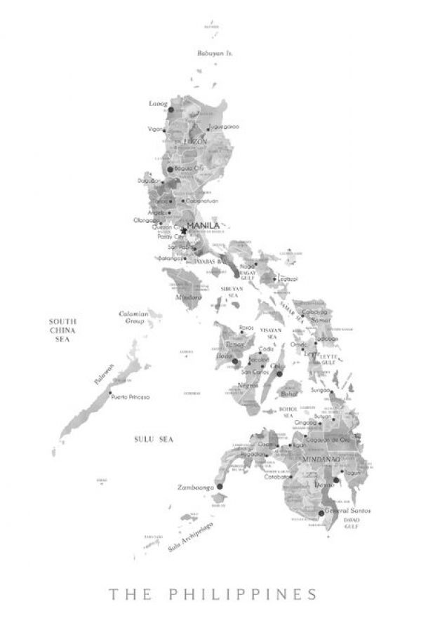 輸入壁紙 カスタム壁紙 PHOTOWALL / Gray Watercolor Map of Philippines (e84269)
