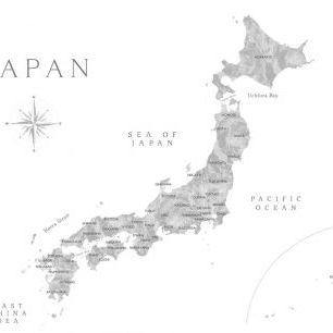 輸入壁紙 カスタム壁紙 PHOTOWALL / Gray Watercorlor Map of Japan (e84271)