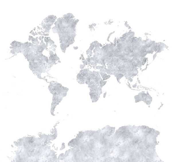 輸入壁紙 カスタム壁紙 PHOTOWALL / Gray World Map No Labels (e84272)