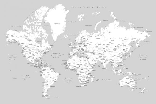 輸入壁紙 カスタム壁紙 PHOTOWALL / Hart World Map in Spanish (e84278)