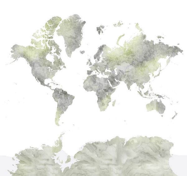 輸入壁紙 カスタム壁紙 PHOTOWALL / Hollace World Map No Labels (e84280)