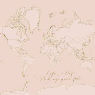 輸入壁紙 カスタム壁紙 PHOTOWALL / Inspirational Pink and Gold World Map (e84282)