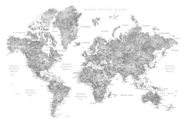 輸入壁紙 カスタム壁紙 PHOTOWALL / Jimmy World Map in Spanish (e84284)