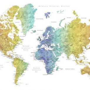 輸入壁紙 カスタム壁紙 PHOTOWALL / Jude World Map in Spanish (e84285)