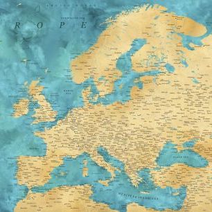 輸入壁紙 カスタム壁紙 PHOTOWALL / Lexy Detailed Europe Map (e84297)