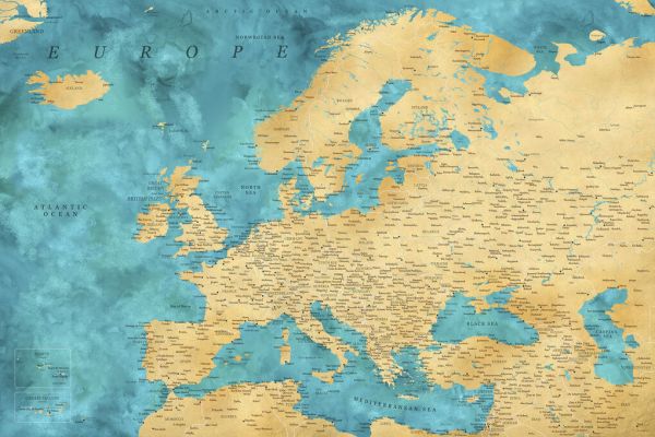 輸入壁紙 カスタム壁紙 PHOTOWALL / Lexy Detailed Europe Map (e84297)