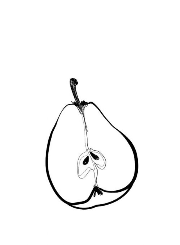 輸入壁紙 カスタム壁紙 PHOTOWALL / Line Art Half Pear (e84299)