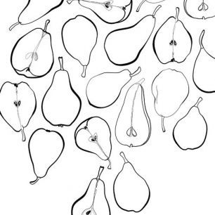 輸入壁紙 カスタム壁紙 PHOTOWALL / Line Art Pears (e84300)