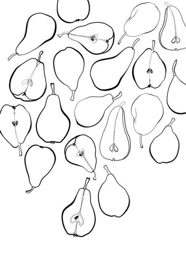 輸入壁紙 カスタム壁紙 PHOTOWALL / Line Art Pears (e84300)