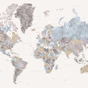 輸入壁紙 カスタム壁紙 PHOTOWALL / Mahler World Map with Cities (e84308)