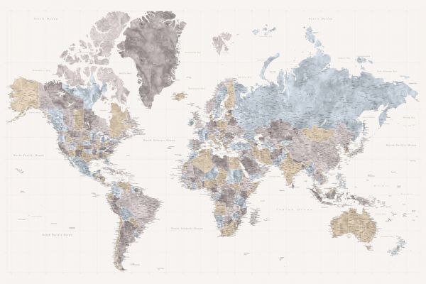 輸入壁紙 カスタム壁紙 PHOTOWALL / Mahler World Map with Cities (e84308)