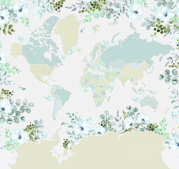 輸入壁紙 カスタム壁紙 PHOTOWALL / Marie World Map No Labels (e84311)